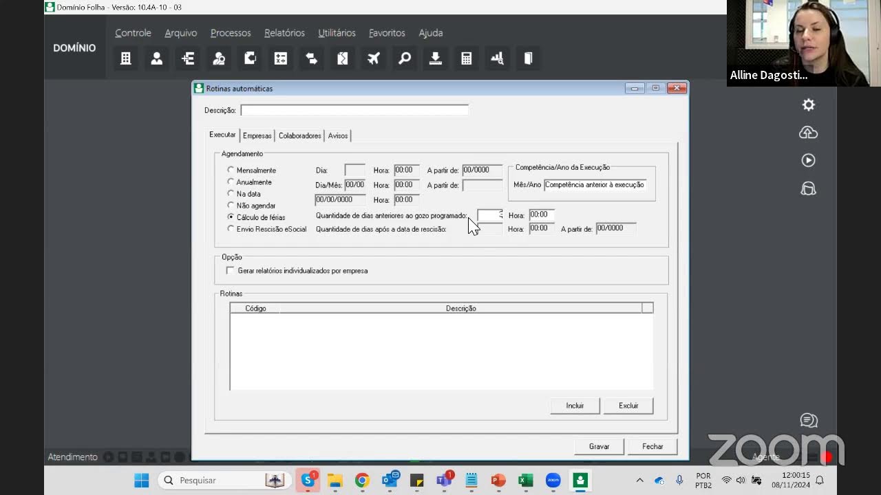 Rotinas Automáticas - Folha de Pagamento