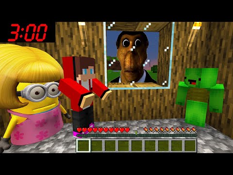 MAIZEN JJ and MIKEY Found Obunga at 3:00 AM - mikey and jj in minecraft vs obunga - Gameplay