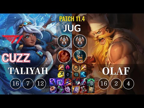 T1 Cuzz Taliyah vs Olaf Jungle - KR Patch 11.4