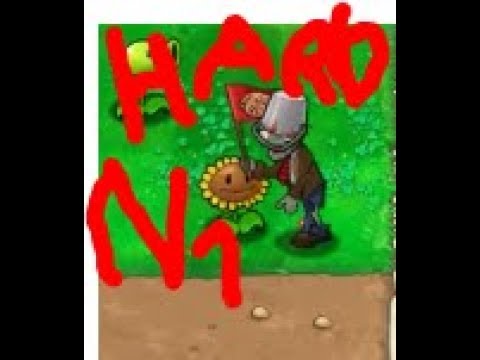 Plants vs zombies hard mode episode 1 - Buckethead flag zombie (From day 1 to day 5)