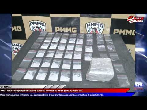 Polícia Militar fecha ponto de tráfico em comércio no centro de Monte Santo de Minas, MG