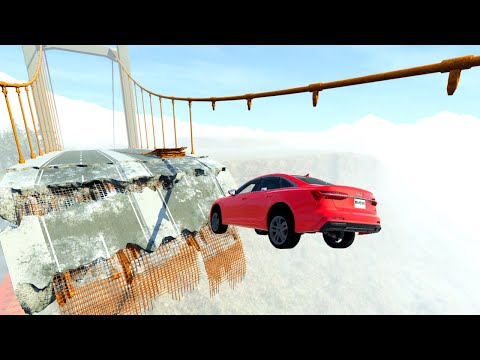 Bridge Jump AUDİ Cars Bump Impact Crash Falling from high - BeamNG #1