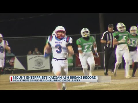 Mount Enterprise's Kaegan Ash etching his name in the Texas high school football record books
