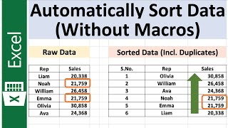 Excel Tutorial to Sort Data Automatically without using Macros