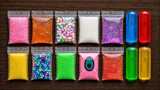 Making Relaxing Slime with Bags and Water Snakes Squishes