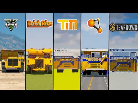 GIANT DUMP TRUCK GTA 5 VS TEARDOWN VS BEAMNG DRIVE VS BRICK RIGS - WHICH IS BEST?