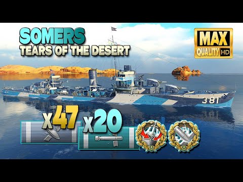 Destroyer Somers: 252k on map Tears of the Desert - World of Warships