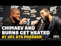 Khamzat Chimaev Slams Table During Fiery Exchange With Gilbert Burns At UFC 273 Presser