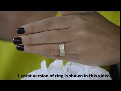 1 Carat Double Row Pave Set Wedding Ring in Yellow Gold - TwoBirch TB-WR-0214-YG-L