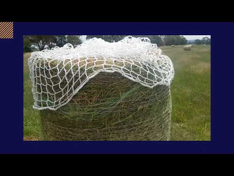 Putting a GutzBusta Round Bale Hay Net on a Round Bale of Hay - Quick Version