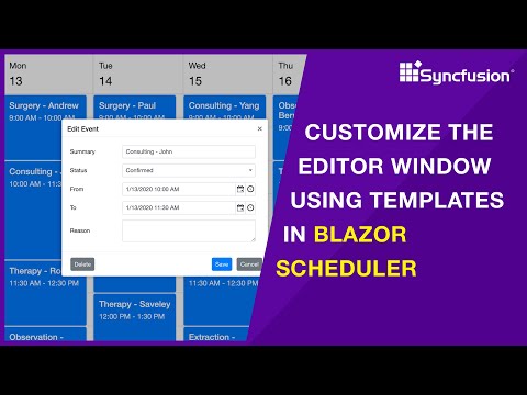 Customize the Editor Window Using Templates in Blazor Scheduler