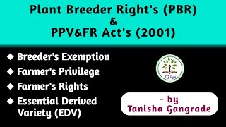 Plant Breeder Right | PPVFR Act 2001 | PBR | Plants Breeders Rights by Tanisha Gangrade in Hindi