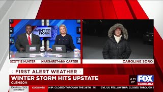 Palmetto Sports' Caroline Soro provides weather update from Clemson amid winter storm