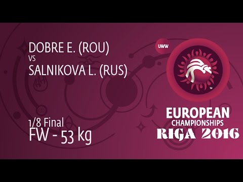 1/8 FW - 53 kg: E. DOBRE (ROU) df. L. SALNIKOVA (RUS), 6-4