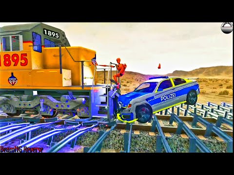 Trains vs Numerous Guardrails Crashes Reverse - BeamNG Drive || Trains Crashes