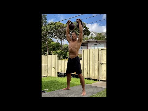 Day 259 FitPro Hawaii Workout - Double 32 kg. Overhead Press (static) - January 29, 2021 pm