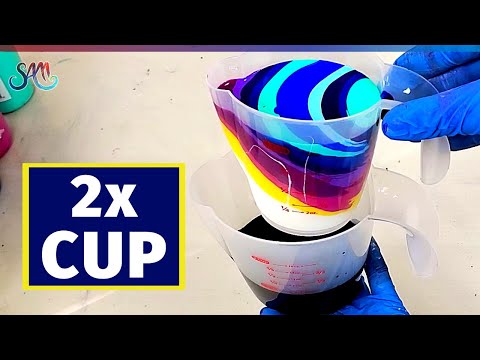 GALAXY Pour 🌌DOUBLE CUP Acrylic Pouring | Fluid Art | Abstract Art | Ring Pour