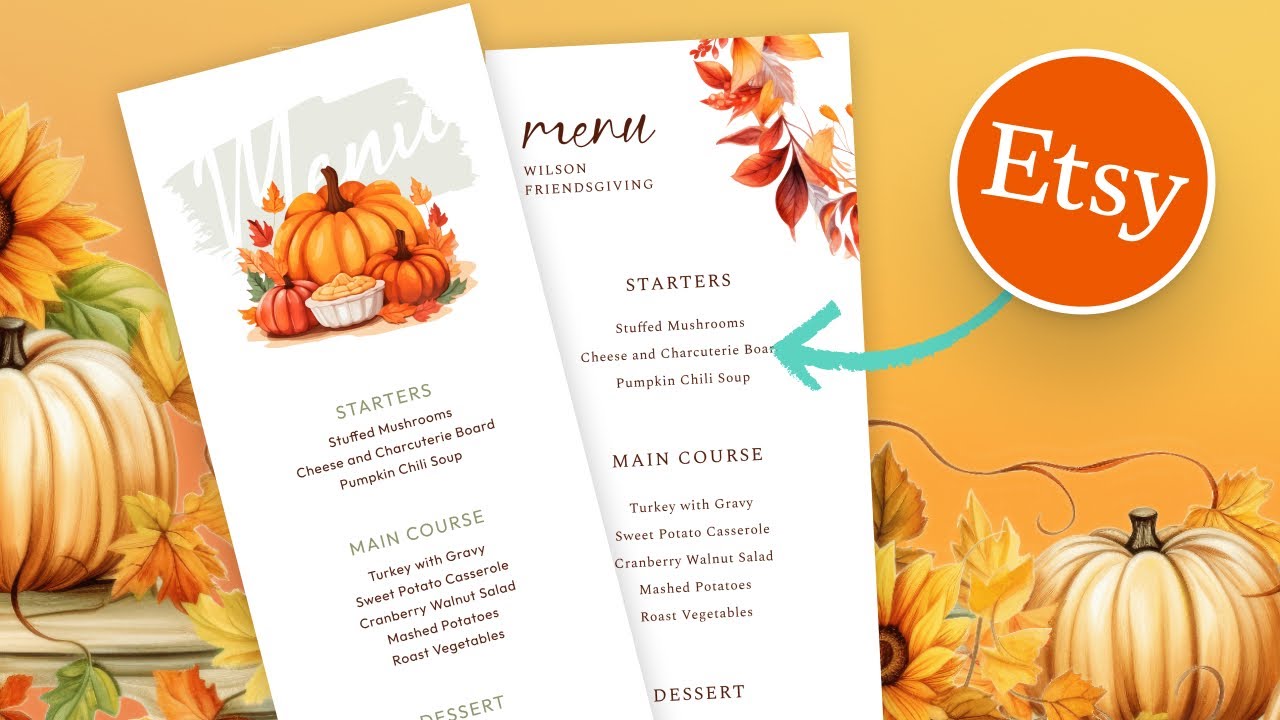 How To Make Thanksgiving Menu Templates To Sell On Etsy (Or Print At Home)