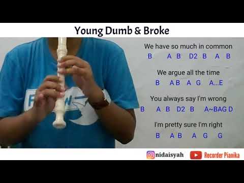 Young Dumd & Broke - Khalid (Flute Recorder With Notes) | Tutorial Recorder Flute Young Dumb & Broke