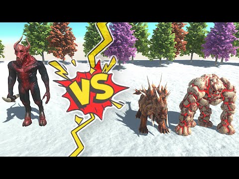ARBS Kozarog The Demon VS Lava Golem & Hellhound | Animal Resolt Battle Simulator