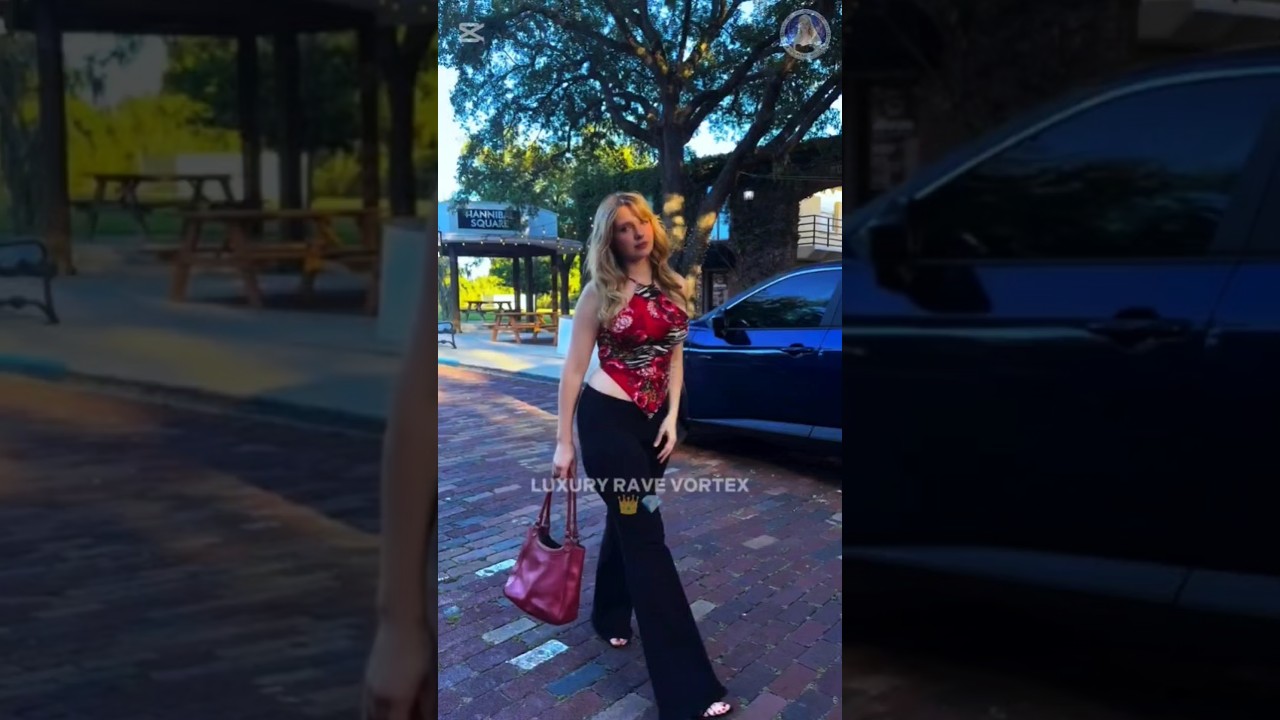 Red Floral Corset & Flare Pants Aesthetic 🌹🖤 | Golden Hour Walk #shorts #fashion #ootd
