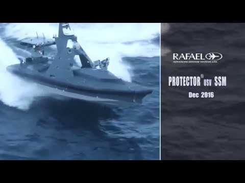 Rafael PROTECTOR USV SSM firing SPIKE missiles
