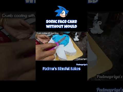 Sonic Hedgehog Face Cake Design Whipped Cream #sonicthehedgehog #sonicfacecake #shorts #whippedcream
