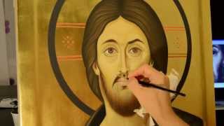 Painted orthodox icon of Jesus Christ Pantocrator from Sinai Mountain