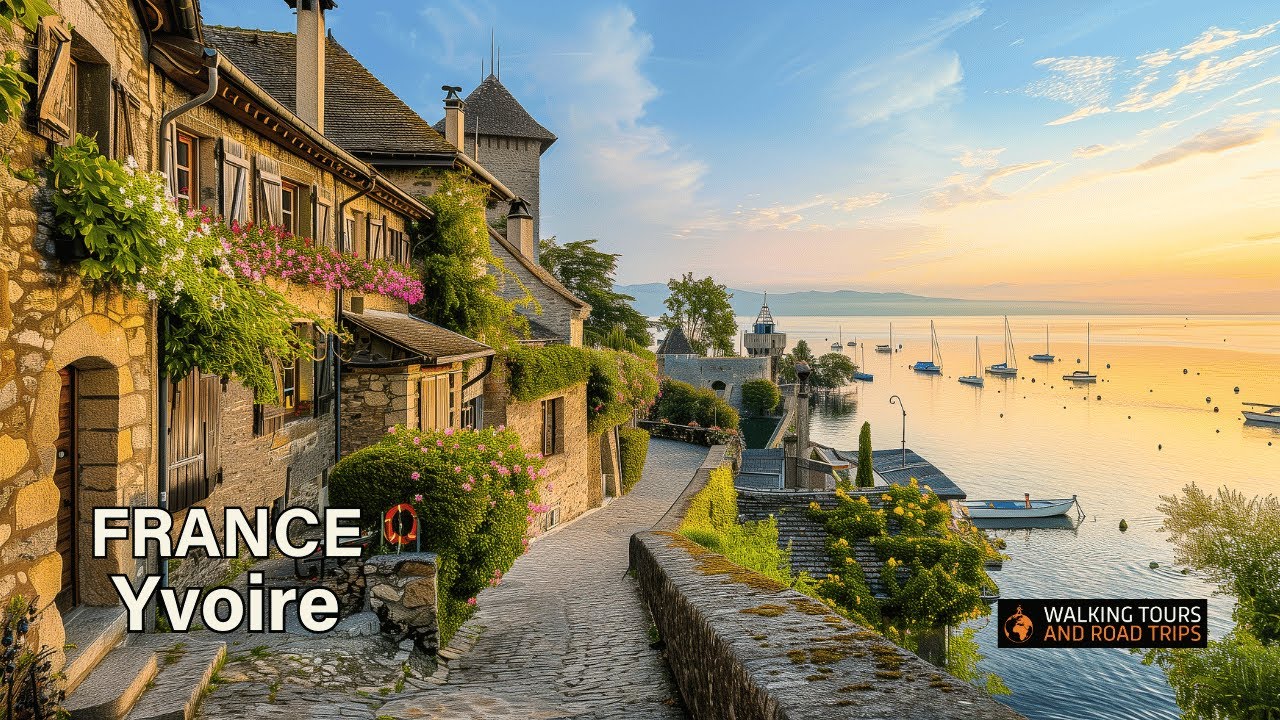 Beautiful French Village Walking Tour - Flowered Medieval Town