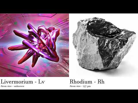 Livermorium - Lv vs Rhodium - Rh Comparing Element attributes Atoms