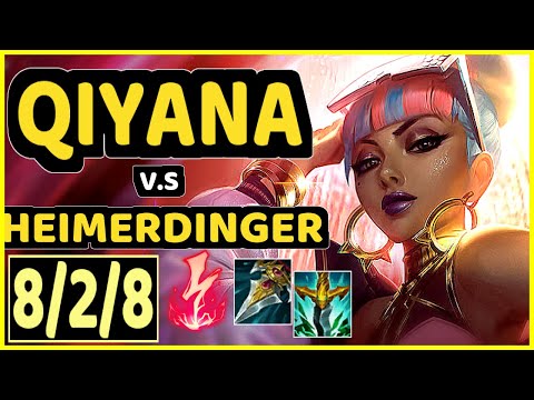 QIYANA vs HEIMERDINGER - 8/2/8 KDA MID GAMEPLAY - NA Ranked GRANDMASTER