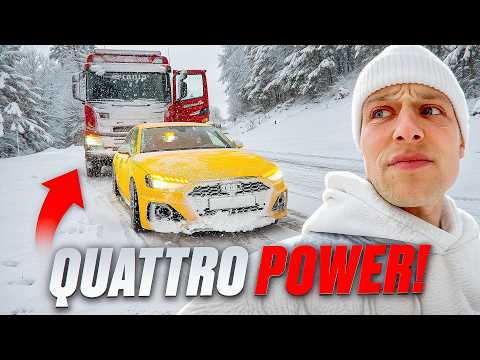 WINTERTIME HERO! - Audi RS4 B9 pulling truck out of snow!
