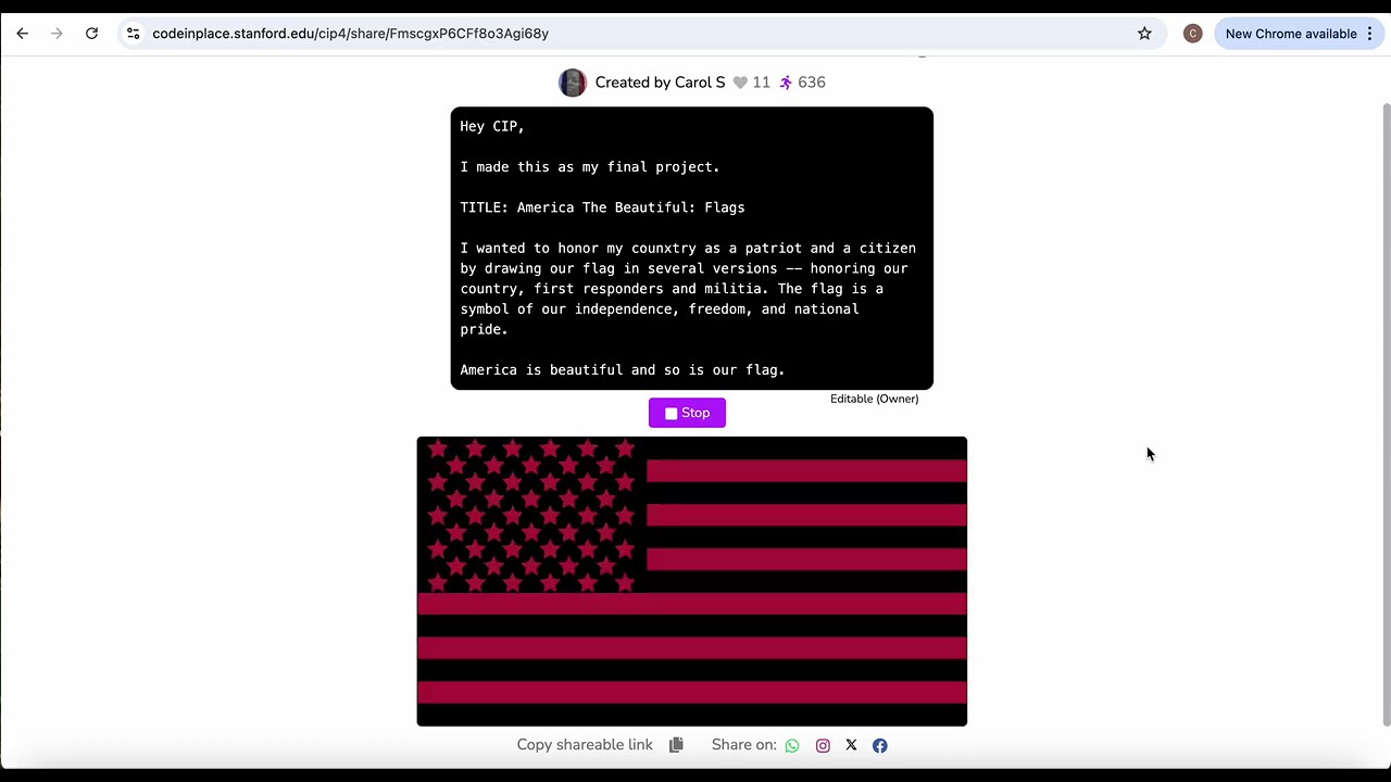Code In Place 2024: Final Project America The Beautiful: Flags