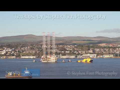 Jackup rig Hans Noble Deul (Offshore Jack up Drilling Rig) departing Dundee 3rd December 2021