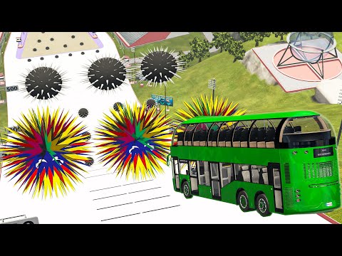 Deadly Jumping Cars from Springboard over Spiked Balls - Beamng drive | TornMetal