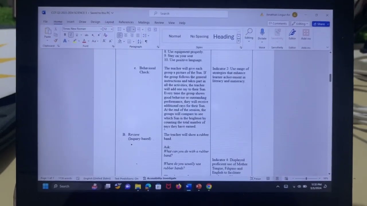 COT Lesson Plan on Science 3 Quarter 3 With Annotations and 3 MELC Subject Integration