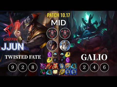 GRF jjun Twisted Fate vs Galio Mid - KR Patch 10.17
