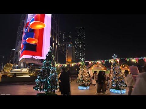 [4K]Busan Haeundae Beach Light Festival Walking Tour 🇰🇷 – City Lights & Night View