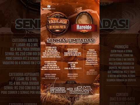 VAQUEJADA AO VIVO PARQUE HAROLDO LUIZ DE BARROS PEDRA PRETA/ RN