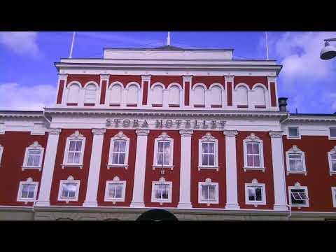 Jonkoping Jönköping Flowers Train Famous Hotel Water Fountain Street Walk. Sweden Tour Of Jönköping