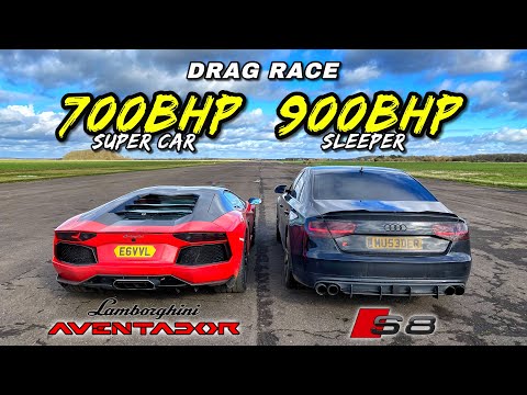 SLEEPER vs SUPER CAR.. 900HP SINGLE TURBO S8 vs AVENTADOR