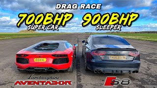 SLEEPER vs SUPER CAR.. 900HP SINGLE TURBO S8 vs AVENTADOR