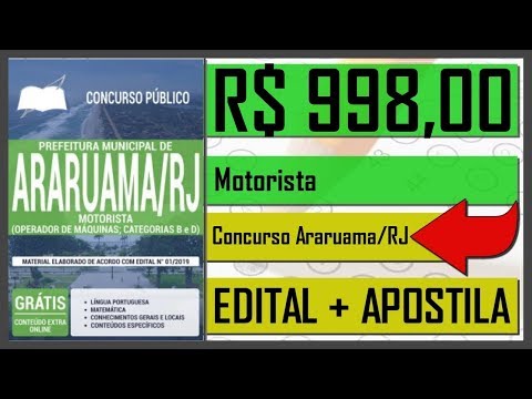 Edital Concurso de ARARUAMA-RJ 2019 - Apostila Preparatoria Para Motorista
