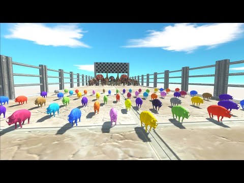 Speed Race ANIMAL VS DINOSAURS Colors Funny Champions🔥 - Animal Revolt Battle Simulator