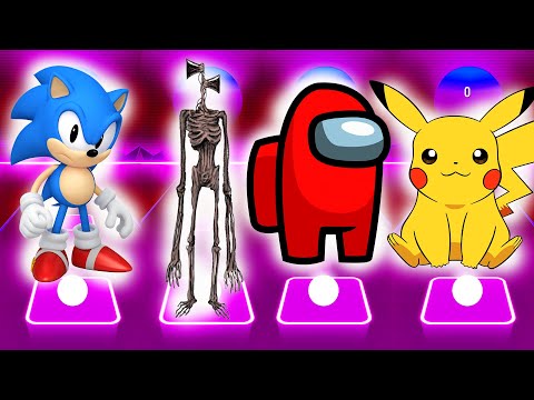 Sonic vs Siren Head vs Among Us vs Pikachu | Tiles Hop EDM Rush