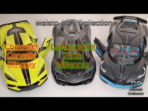 Maisto - Corvette Stingray - Lamborghini Terzo Millennio - Bugatti Divo - 1/24 Diecast