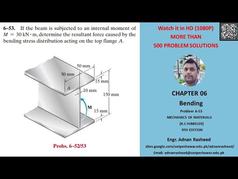 6-53 Determine resultant force caused by bending stress distribution | Mech of Materials Rc Hibbeler
