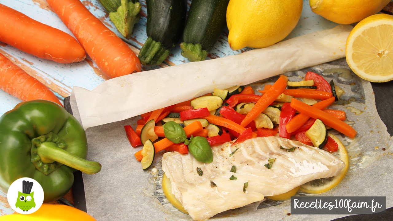 Recette | Papillote de poisson blanc aux légumes (carottes, poivrons & courgettes)