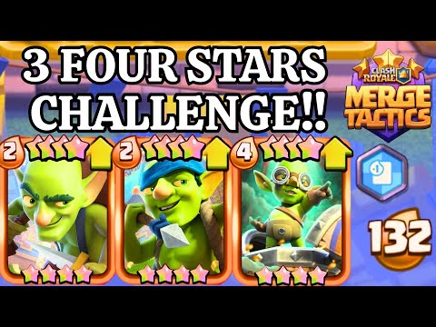 Can I Get 3 FOUR STARS in One Game!? - Clash Royal Merge Tactics
