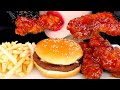 ASMR KFC SPICY FRIED CHICKEN BULGOGI BURGER 불고기버거 양념치킨 먹방 MUKBANG EATING SOUND